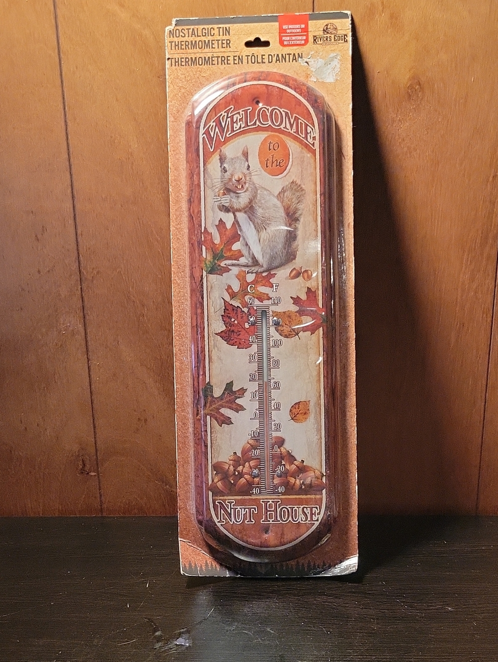 Nostalgic Squirrel 'Welcome to the Nut House' Tin Thermometer - Autumn Colors